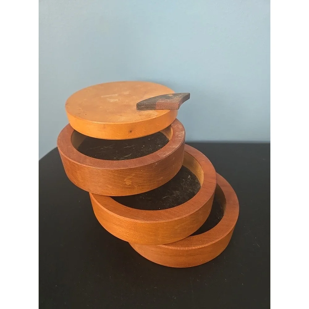 Swivel Wooden Jewelry Box Trinket Valet Dresser Organizer 3‎ Compartments Lined